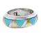 Genuine Sterling Silver Multicolor Inlay Ring Size 5-1/2 RS38423